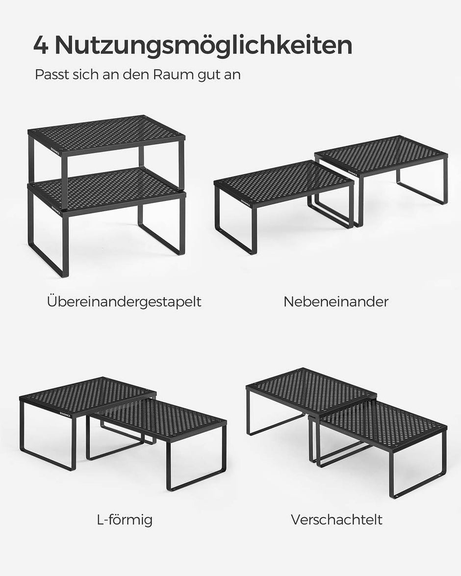 Kruidenrek set van 4 uitbreidbaar en stapelbaar inktzwart