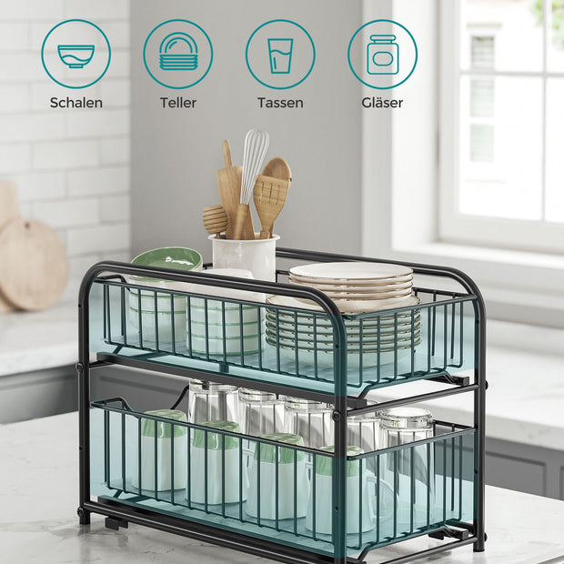 Keukenkastorganizer – stapelbaar – staal – klassiek zwart