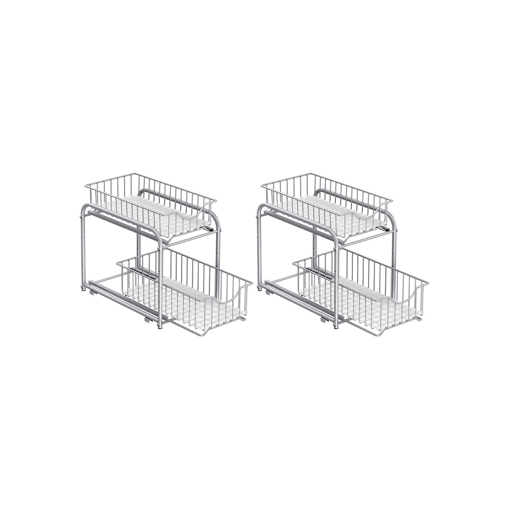 Keukenkastorganizer – set van 2 – metallic zilver