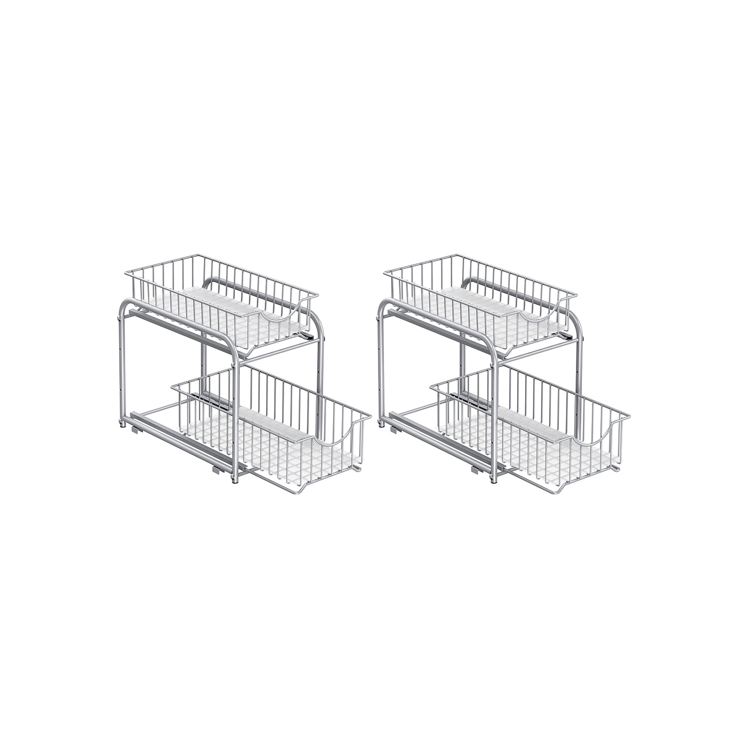 Keukenkastorganizer – set van 2 – metallic zilver