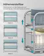 Keukenkastorganizer – set van 2 – metallic zilver