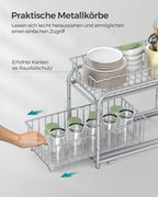 Keukenkastorganizer – set van 2 – metallic zilver