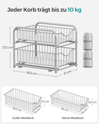 Keukenkastorganizer – set van 2 – metallic zilver