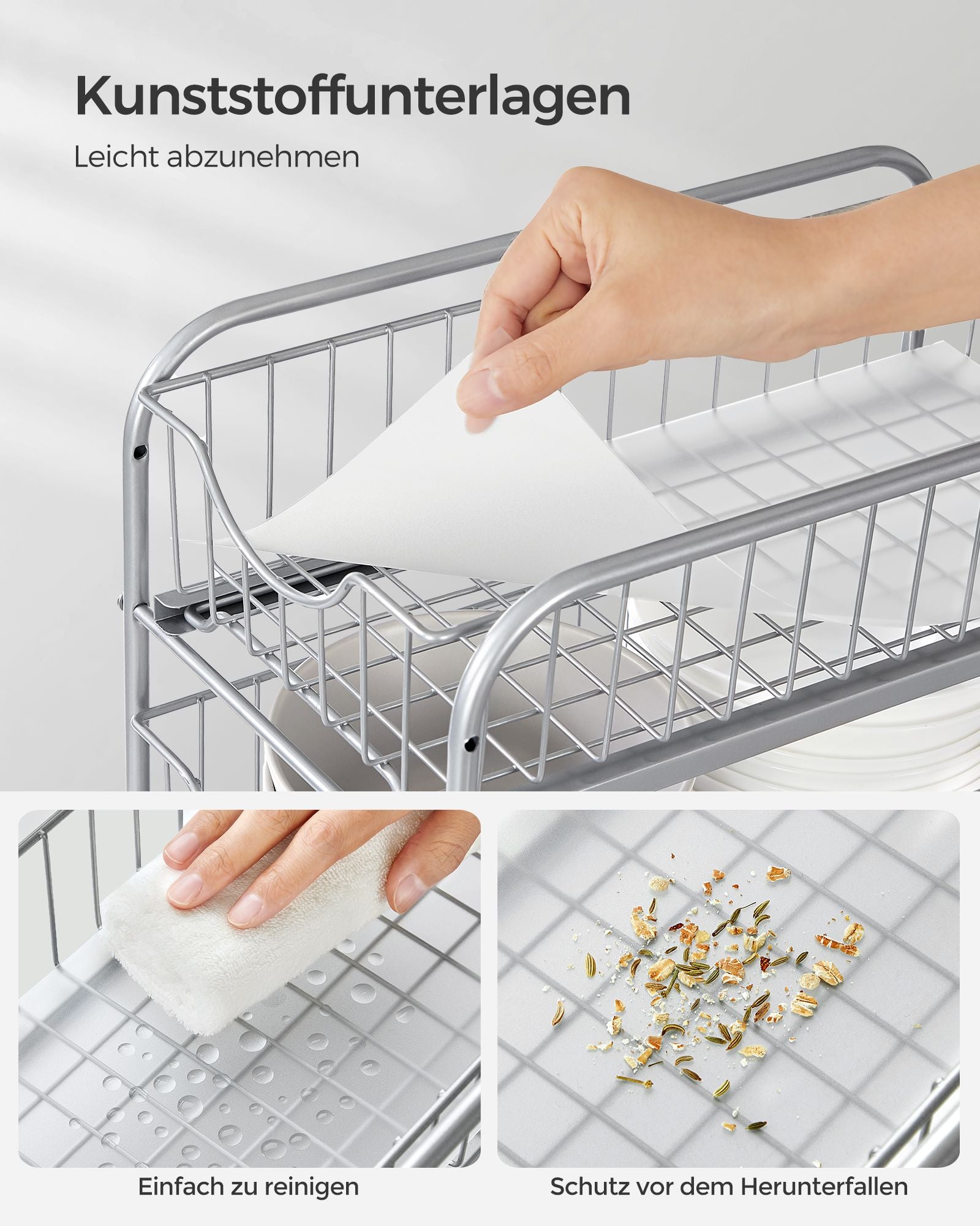Keukenkastorganizer – set van 2 – metallic zilver