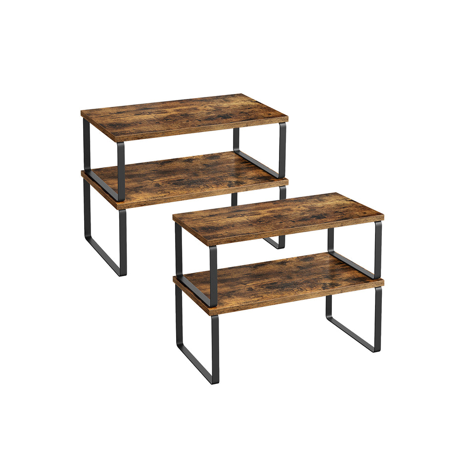 Kruidenrek – set van 4 – metalen frame – inktzwart en vintage bruin