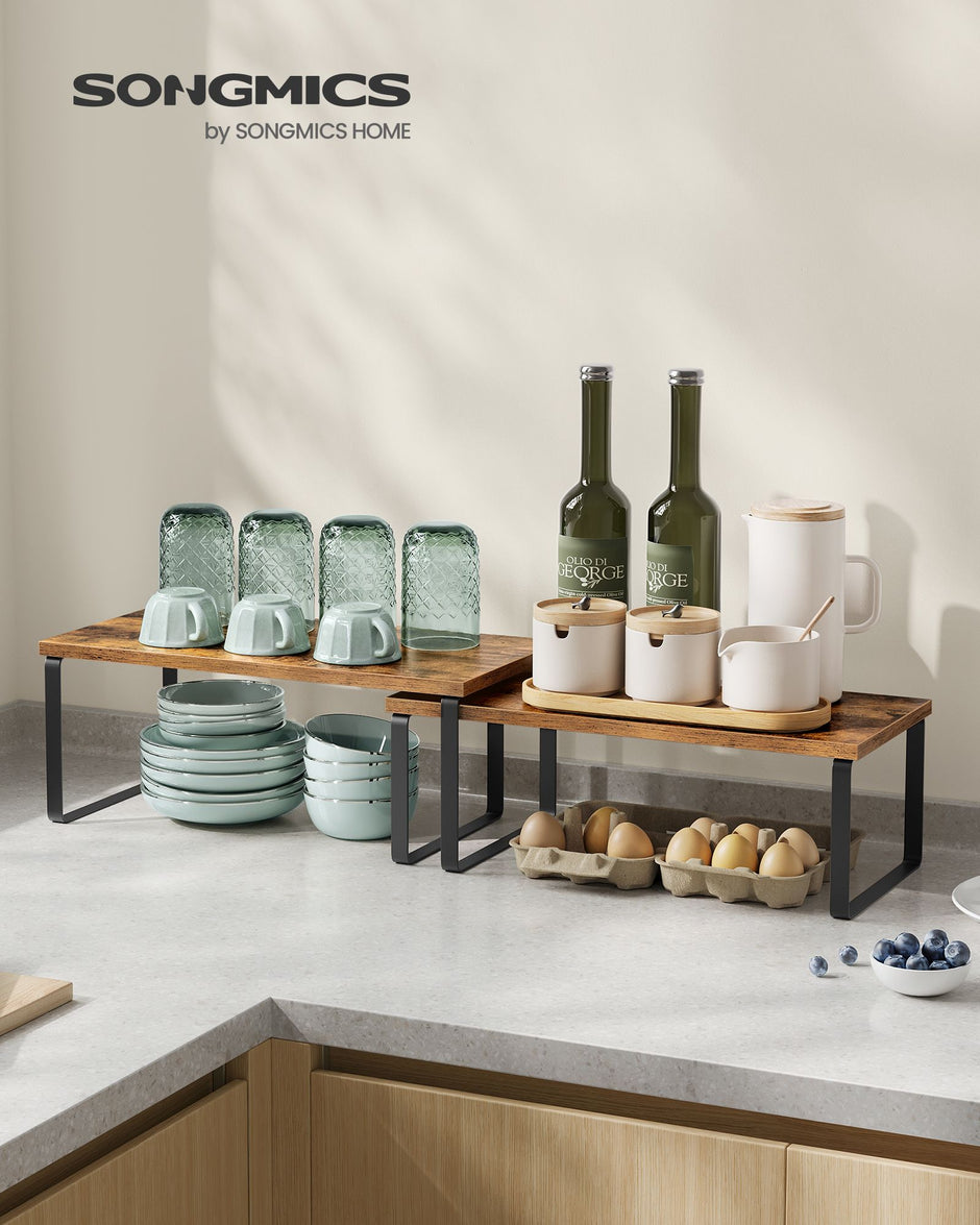 Kruidenrek – set van 4 – metalen frame – inktzwart en vintage bruin