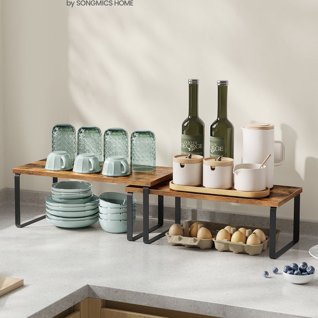 Kruidenrek – set van 4 – metalen frame – inktzwart en vintage bruin