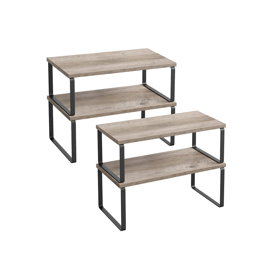 Kruidenrek – set van 4 – metalen frame – inktzwart en vintage bruin