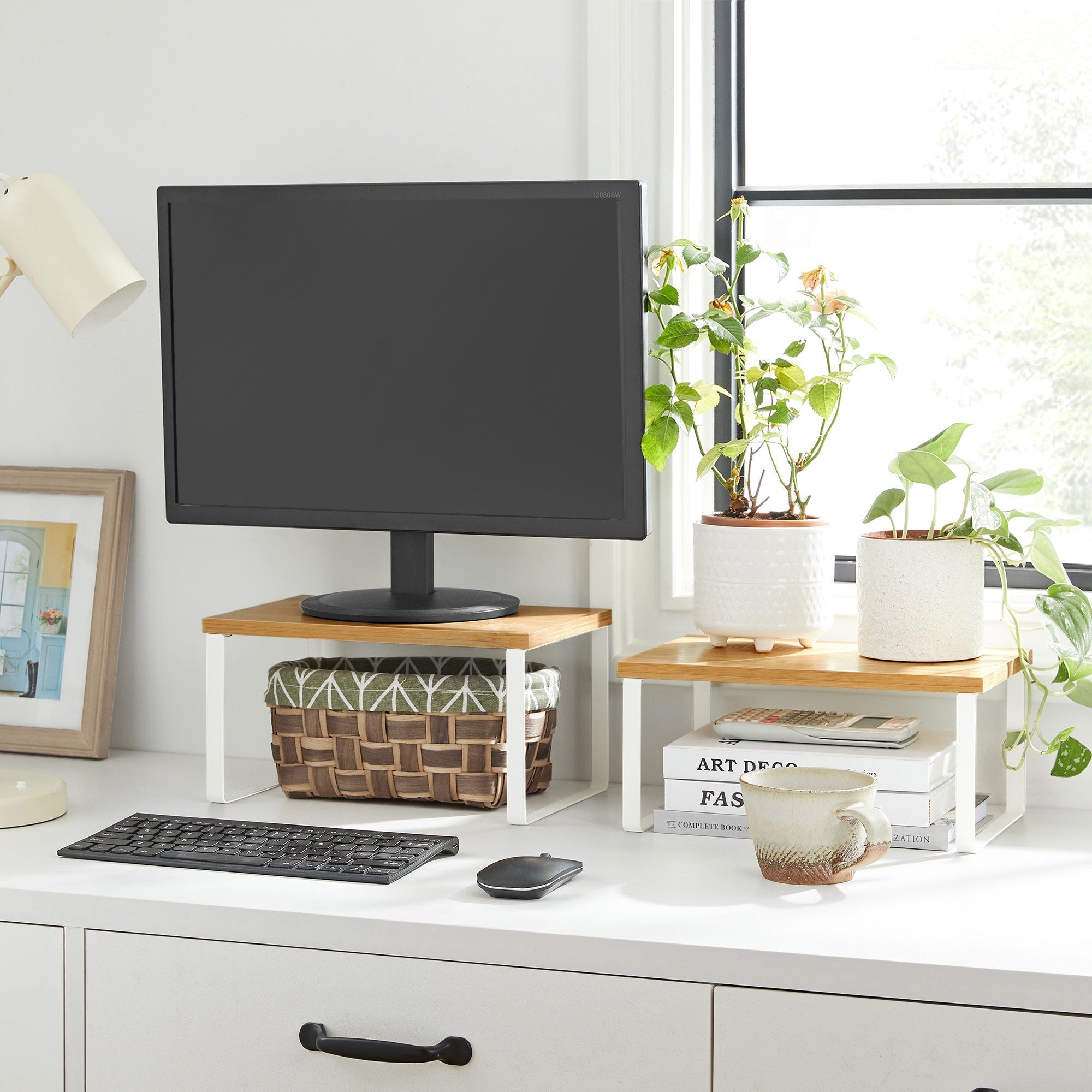 Kruidenrekken – Set van 2 – Metalen frame – Wit/Naturel