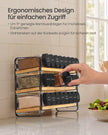 Kruidenrek - 3 Planken - 24 Potjes - Met Etiketten - Inktzwart-Naturel Beige
