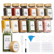 Kruidenpotjes Glas – Set van 12 – 120 ml – Met Strooideksel en Etiketten – Bamboe