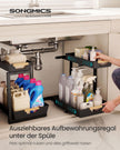 Gootsteenorganizer - L-vormig voor Onderkast - Uittrekbaar - Inktzwart - 40 x 29,5 x 41,5 cm