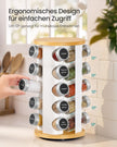 Draaibaar Kruidenrek - 20 Potjes - Met Etiketten - Mat Wit-Naturel Beige