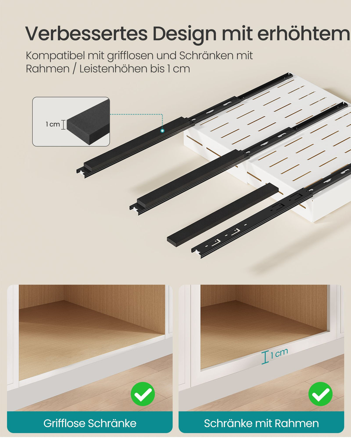 Uittrekbare Kastlade – In Breedte Verstelbaar 30-51,5 cm – Met Scheidingswanden – Matwit