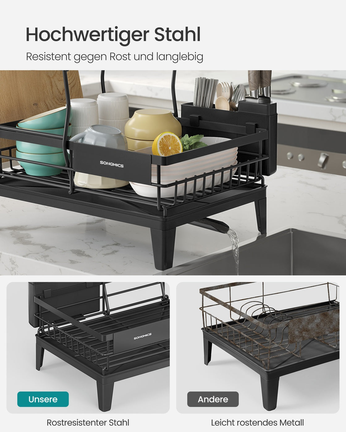 Afdruiprek 2 niveaus - Ruime capaciteit - Keuken organizer