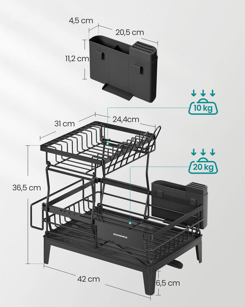 Afdruiprek 2 niveaus - Ruime capaciteit - Keuken organizer