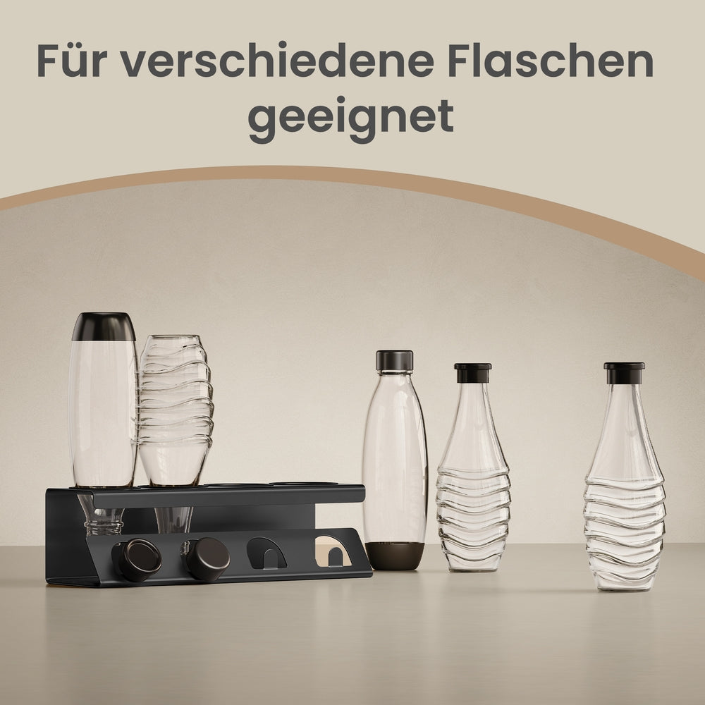 Flessenhouder - 13,7 x 40 x 11,7 cm - Staal en PP-kunststof - Zwart - Maximaal draagvermogen 5 kg