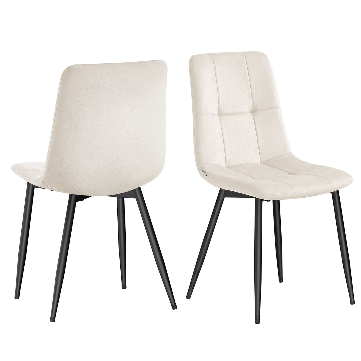 Eetkamerstoelen – Set van 2 – Fluweel – Metalen Poten – Greige