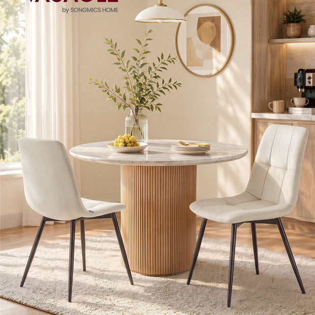 Eetkamerstoelen – Set van 2 – Fluweel – Metalen Poten – Greige