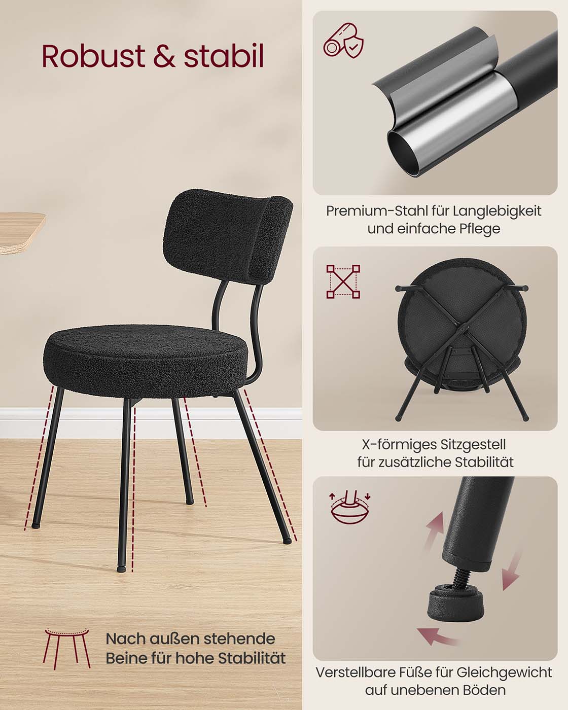 Barkruk set van 2 – Materiaal schuim en staal – Zithoogte 82,5 cm