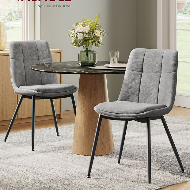 Eetkamerstoelen set van 2 – Dubbel kussen – Duifgrijs – Metalen poten