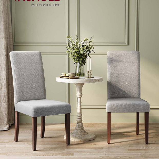 Eetkamerstoelen set van 2 – Duifgrijs – Rubberhout en multiplex – Hoge rugleuning