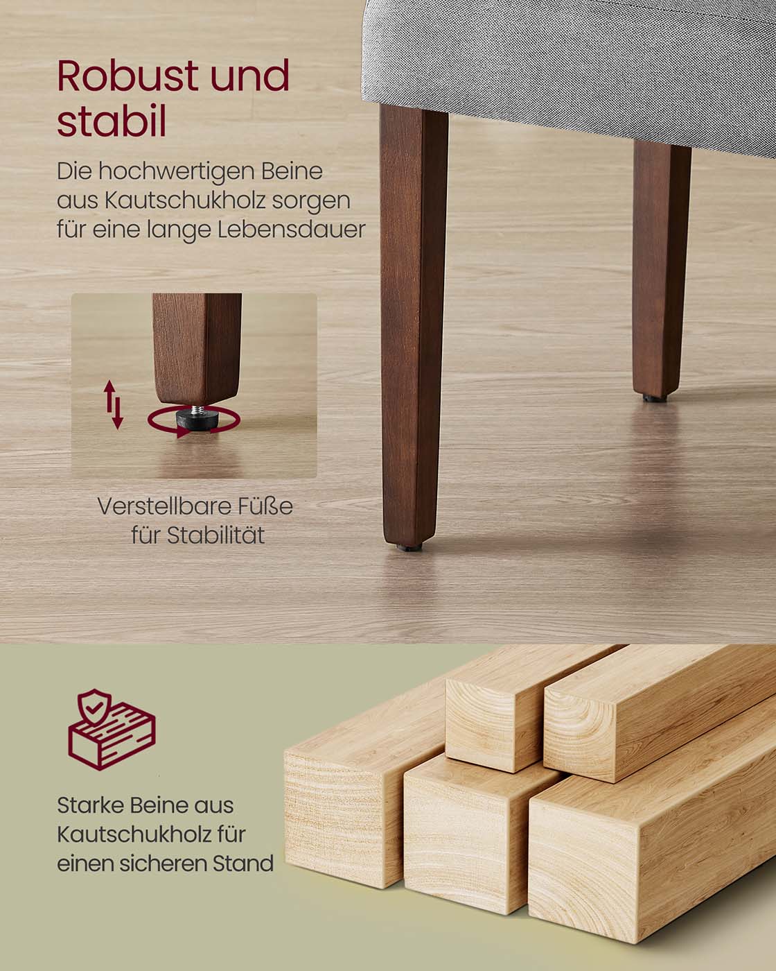 Eetkamerstoelen set van 2 – Duifgrijs – Rubberhout en multiplex – Hoge rugleuning