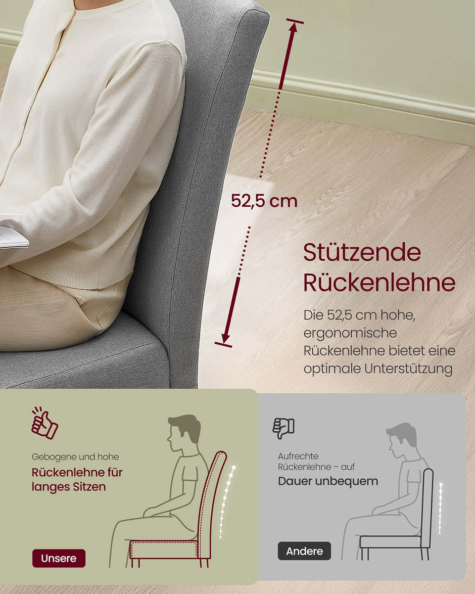 Eetkamerstoelen set van 2 – Duifgrijs – Rubberhout en multiplex – Hoge rugleuning