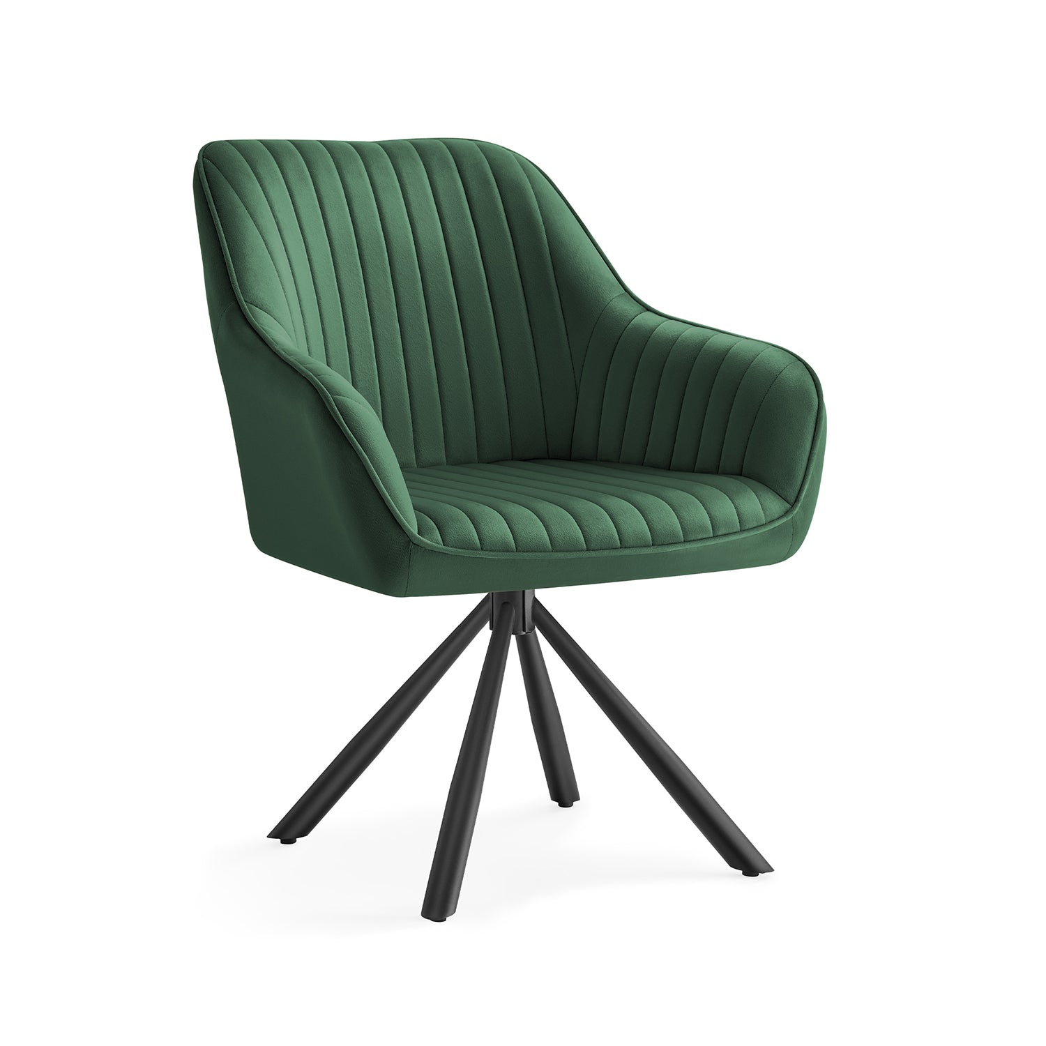 Eetkamerstoel met Armleuning – Groen/Zwart – Trendy Design
