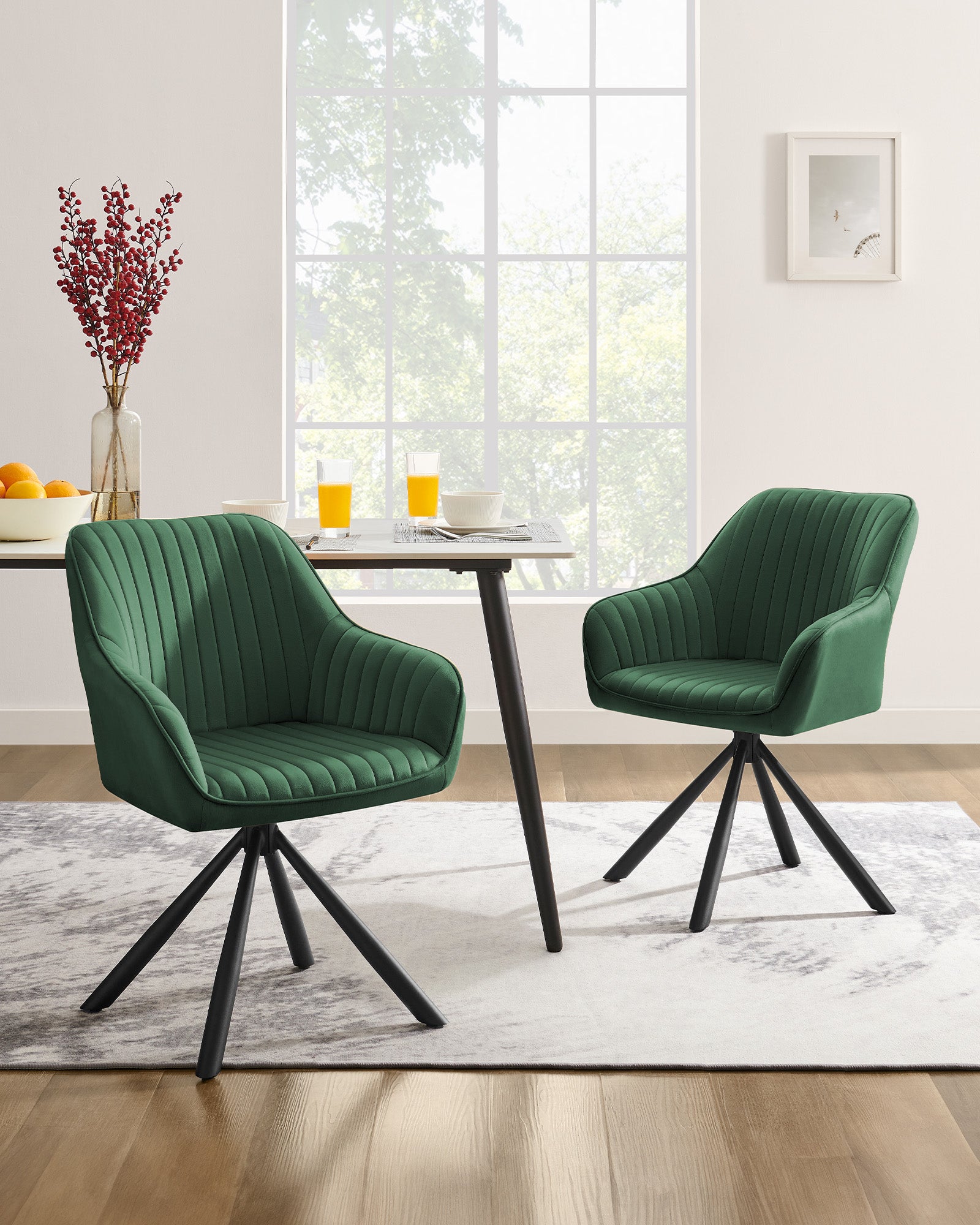 Eetkamerstoel met Armleuning – Groen/Zwart – Trendy Design