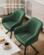 Eetkamerstoel met Armleuning – Groen/Zwart – Trendy Design