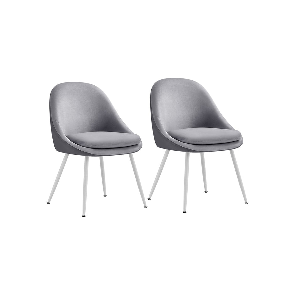 Eetkamerstoelen set van 2 – Gestoffeerde zitting – Pastelroze & wolkenwit