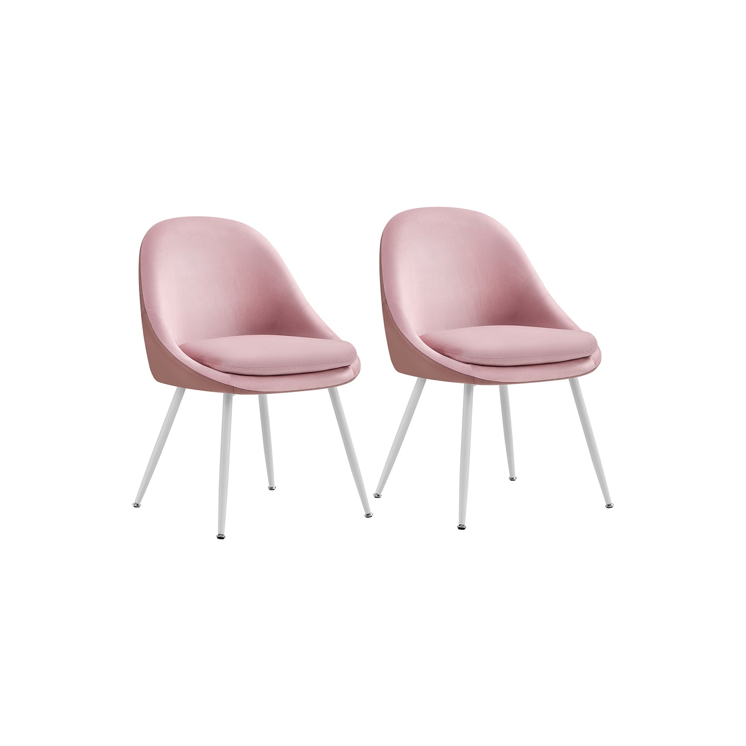 Eetkamerstoelen set van 2 – Gestoffeerde zitting – Pastelroze & wolkenwit