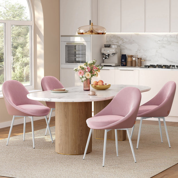 Eetkamerstoelen set van 2 – Gestoffeerde zitting – Pastelroze & wolkenwit