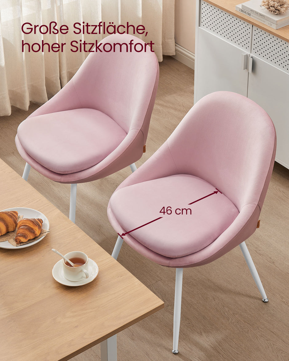 Eetkamerstoelen set van 2 – Gestoffeerde zitting – Pastelroze & wolkenwit