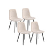 Eetkamerstoelset van 4 – Crèmewitte chenillestof – Onderstel van multiplex en staal – Verstelbare poten