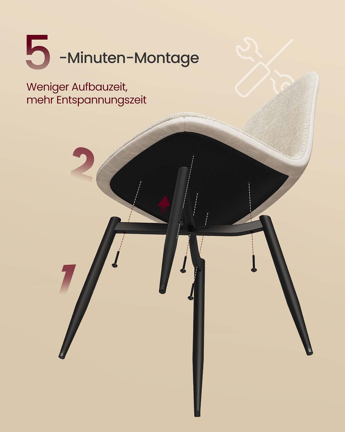 Eetkamerstoelset van 4 – Comfortabel en stijlvol – Crèmewit