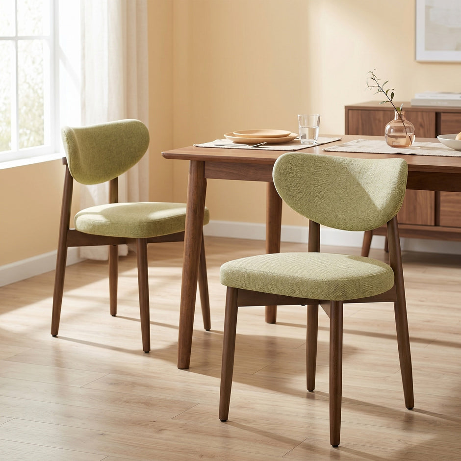 Eetkamerstoelen - Set van 2 - Ergonomische Rugleuning - Massief Hout - Groen