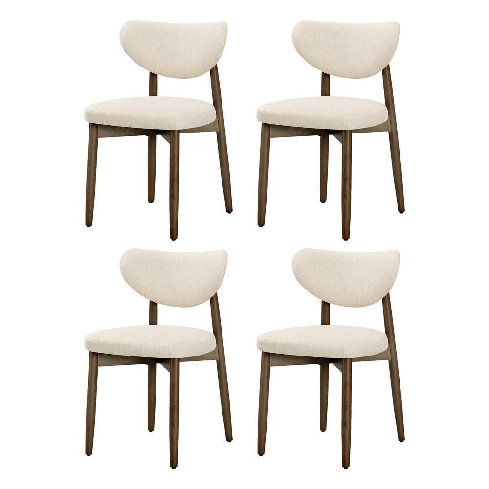 Eetkamerstoelen - Set van 4 - Ergonomische Rugleuning - Massief Hout - Beige