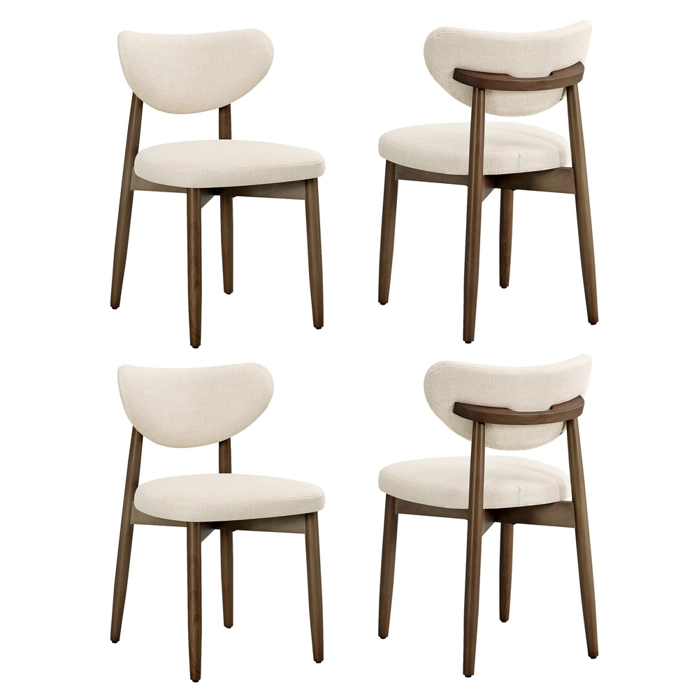 Eetkamerstoelen - Set van 4 - Ergonomische Rugleuning - Massief Hout - Beige