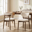 Eetkamerstoelen - Set van 2 - Ergonomische Rugleuning - Massief Hout - Beige