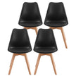 Eetkamerstoelen - Set van 4 - PU-Leer - Beukenhouten Poten - Zwart