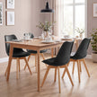 Eetkamerstoelen - Set van 4 - PU-Leer - Beukenhouten Poten - Zwart