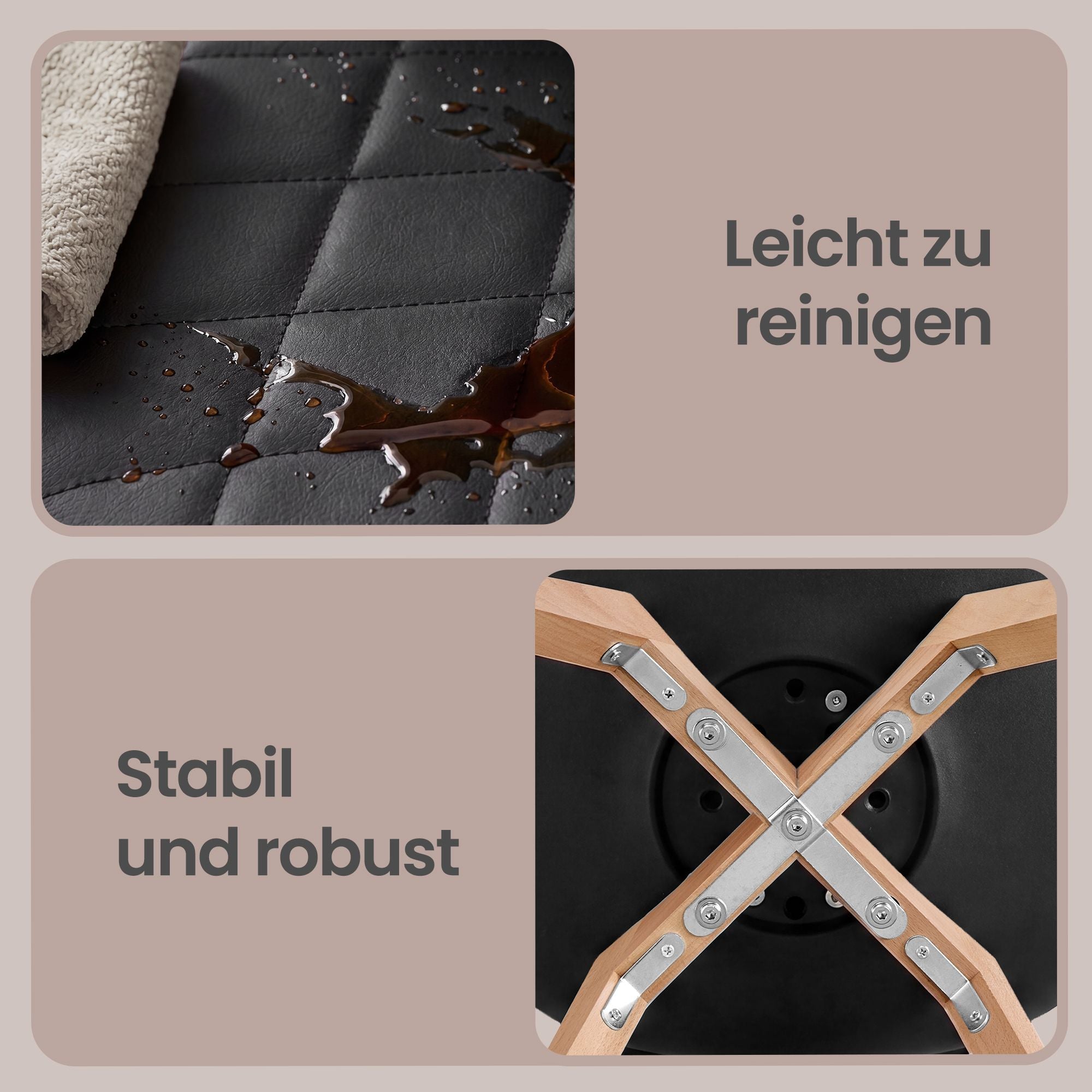 Eetkamerstoelen - Set van 4 - PU-Leer - Beukenhouten Poten - Zwart
