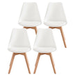Eetkamerstoelen - Set van 4 - PU-Leer - Beukenhouten Poten - Wit
