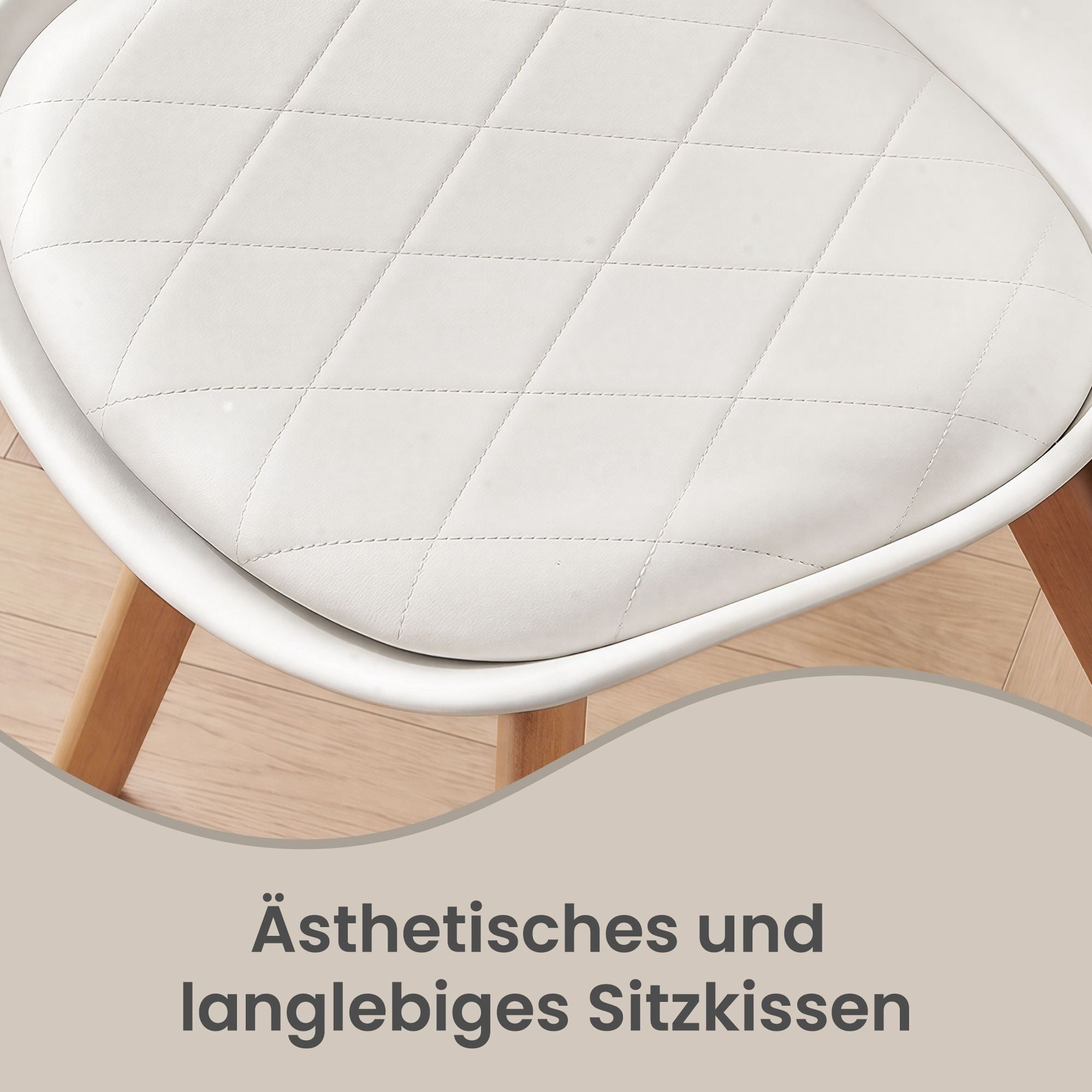 Eetkamerstoelen - Set van 4 - PU-Leer - Beukenhouten Poten - Wit