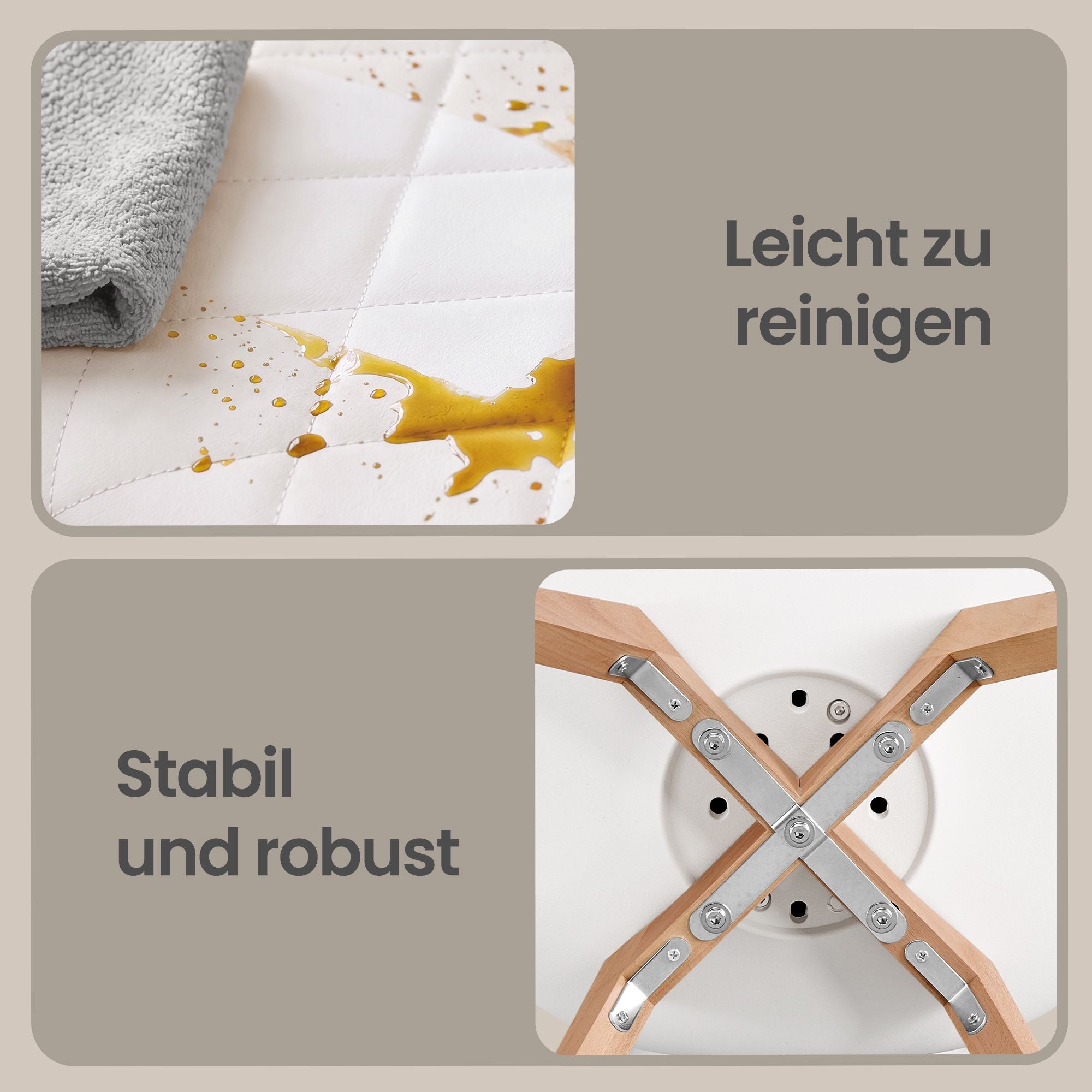 Eetkamerstoelen - Set van 4 - PU-Leer - Beukenhouten Poten - Wit
