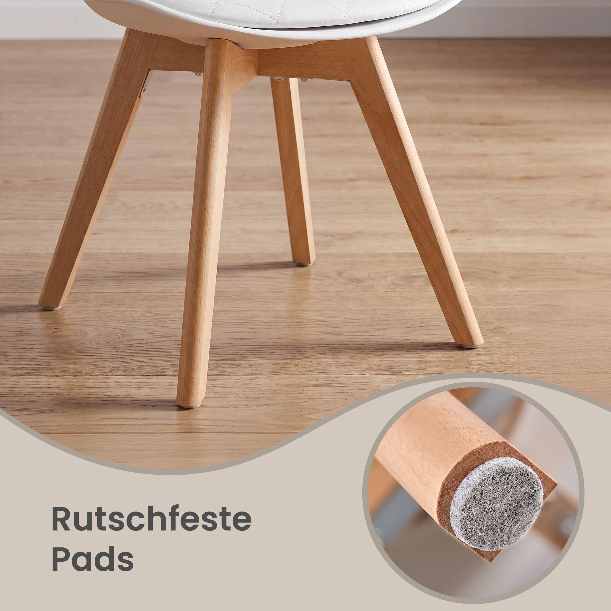 Eetkamerstoelen - Set van 4 - PU-Leer - Beukenhouten Poten - Wit
