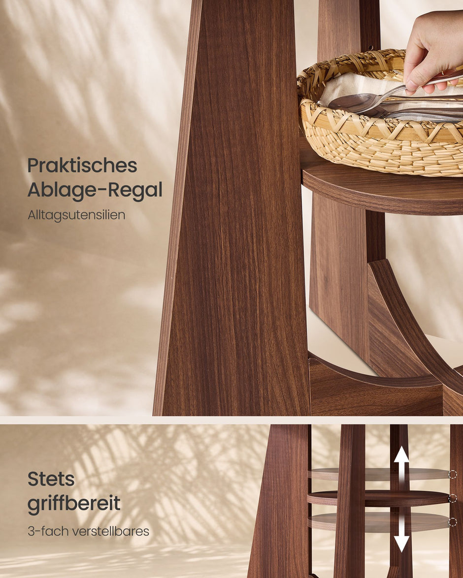 Ronde Eettafel – Ø 120 cm – Met Onderplank – 4-6 Personen – Kastanjebruin