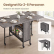 Inklapbare Eettafel – Op Wieltjes – Met Opbergruimte – 130 x 75 cm – Rookgrijs